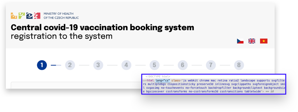 the language setting attribute of the page does not change for language versions 