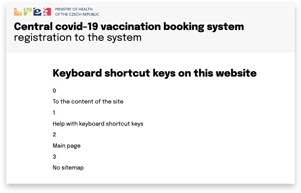 keyboard shortcuts page without Home button or return link