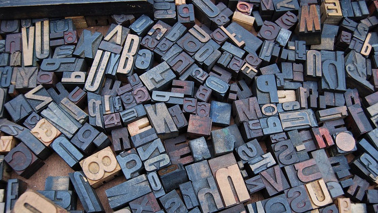 Illustrational image of letters used for printing