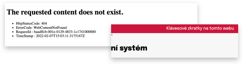 interactive element that appears when navigating using the keyboard and error message of not existing shortcuts help page