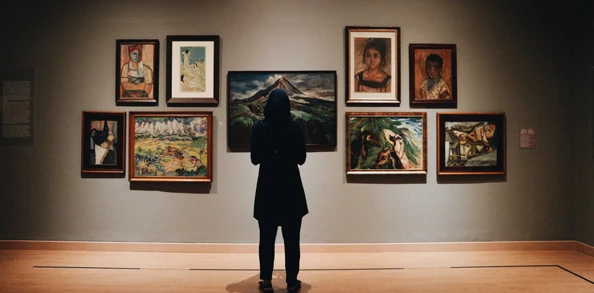 Frau in einer Galerie